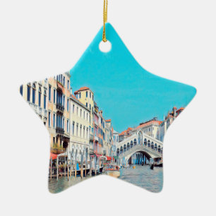 ldp VENICE - Stora Kanalen - Rialto strand - Julgransprydnad Keramik