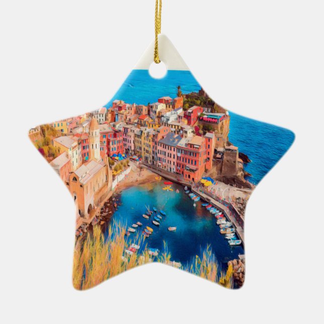 ldp VERNAZZA - Cinque Terre - Julgransprydnad Keramik (Framsidan)