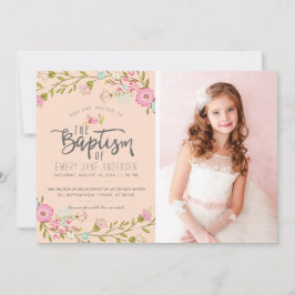 LDS BAPTISM-FOTOINBLANDNING| Elegant Rosa Girl Inbjudningar