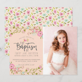 LDS BAPTISM-FOTOINBLANDNING| Elegant Rosa Girl Inbjudningar