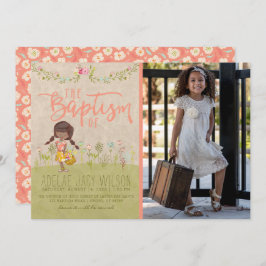 LDS BAPTISM-FOTOINVIKTER | Vintage Blommigt Girl Inbjudningar