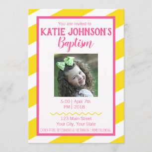 LDS Baptism Investigation GIRL - Gult och Rosa Inbjudningar