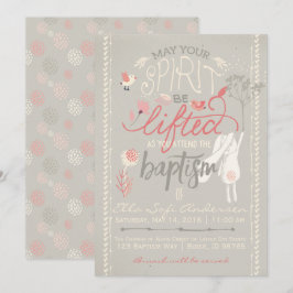 LDS BAPTISM-INVIKELSE| Blommigt Girl Bunny Inbjudningar
