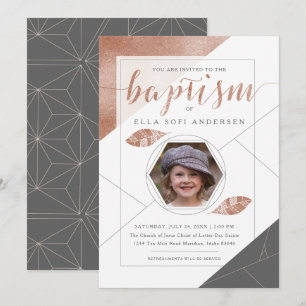 LDS BAPTISM-INVIKELSE Boho Feather Collection Inbjudningar