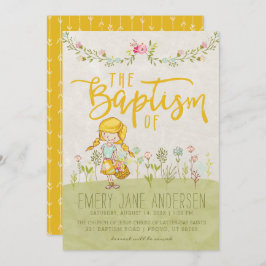 LDS BAPTISM-INVIKELSE | Cute Shabby Blommigt Girl Inbjudningar