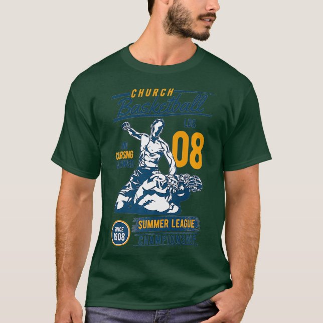 LDS Church Basketball League Funny Mormon Gift T Shirt (Framsida)