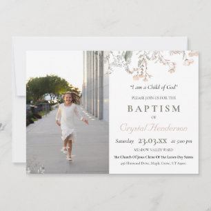 LDS Church of Jesus Kristus Baptism Blommigt Inbjudningar