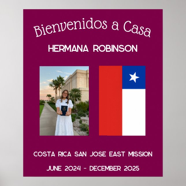LDS Missionary Welcome Home Custom Spanish Poster  (Framsidan)