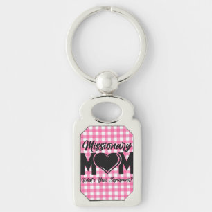 LDS Mormon Missionär Mamma Metall Keychain märkr Rektangulärt Silverfärgad Nyckelring