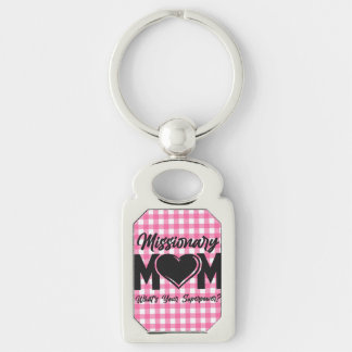 LDS Mormon Missionär Mamma Metall Keychain märkre  Rektangulärt Silverfärgad Nyckelring
