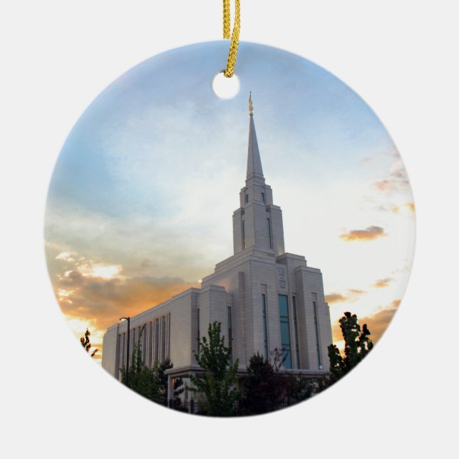 LDS mormon Oquirh Mountain Utah temple Julgransprydnad Keramik (Framsidan)
