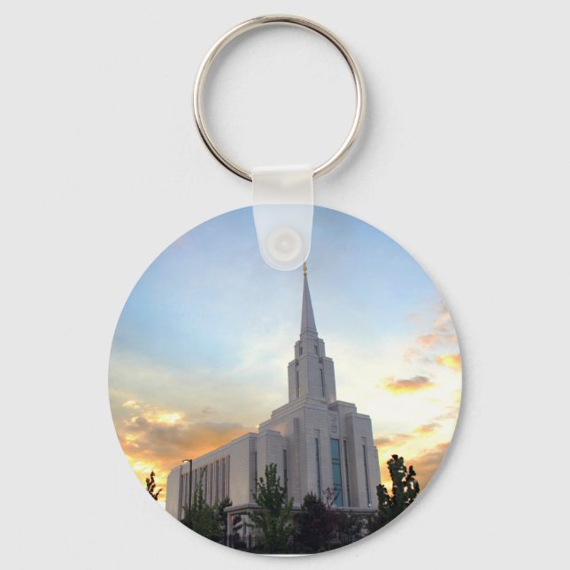 LDS mormon Oquirh Mountain Utah temple Nyckelring (Framsida)