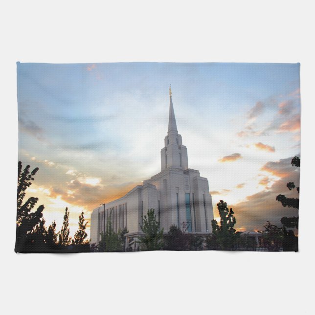 LDS mormon Oquirrh Mountain Utah tempel Kökshandduk (Horisontell)