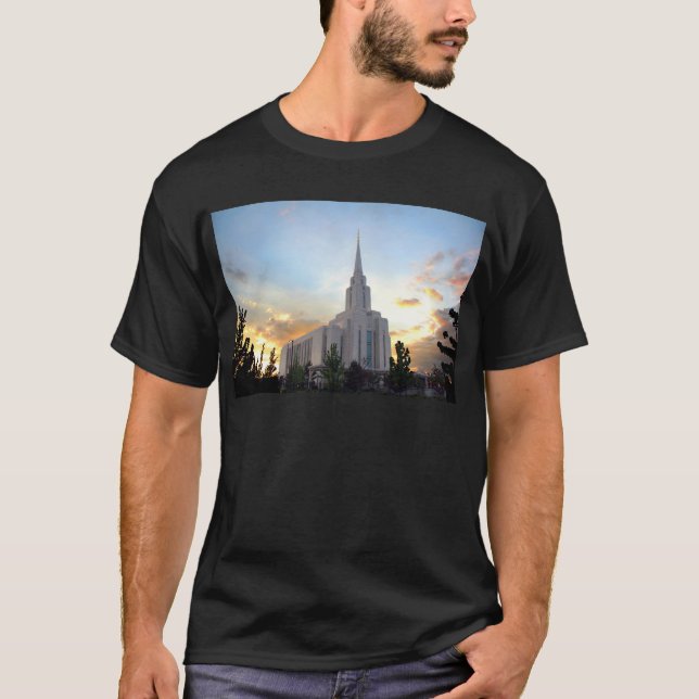 LDS mormon Oquirrh Mountain Utah tempel Tee Shirt (Framsida)
