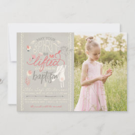 LDS PHOTO BAPTISM-INVIKTET | Typografi för Blommig Inbjudningar