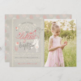 LDS PHOTO BAPTISM-INVIKTET | Typografi för Blommig Inbjudningar