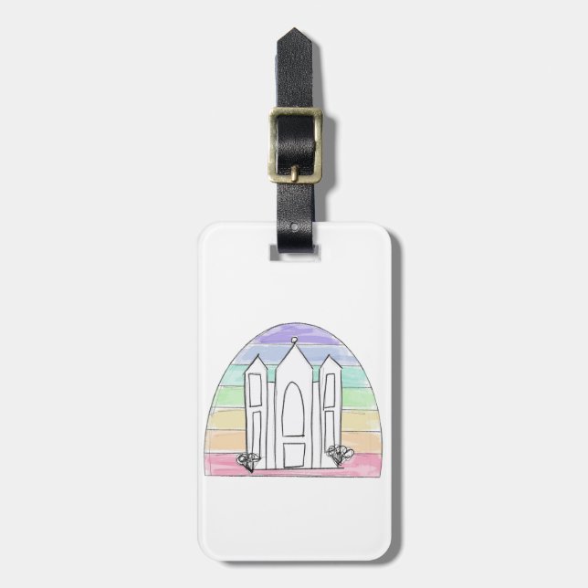 LDS Salt Lake City Tempel regnbåge solnedgång morm Bagagebricka (Vertikal Framsida)