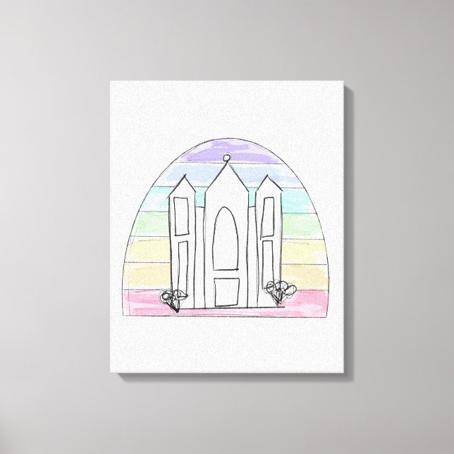LDS Salt Lake City Tempel regnbåge solnedgång morm Canvastryck (Framsida)
