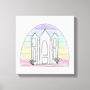 LDS Salt Lake City Tempel regnbåge solnedgång morm Canvastryck