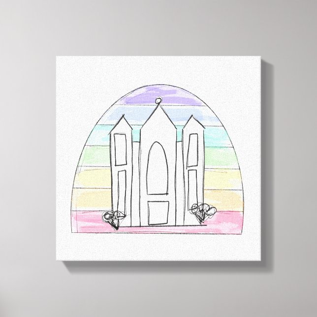 LDS Salt Lake City Tempel regnbåge solnedgång morm Canvastryck (Framsida)