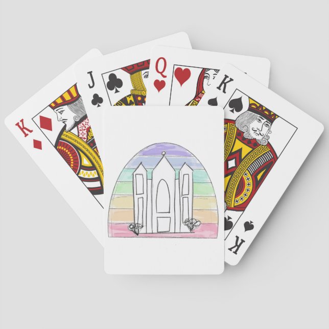 LDS Salt Lake City Tempel regnbåge solnedgång morm Casinokort (Baksidan)