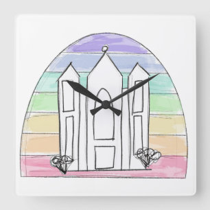 LDS Salt Lake City Tempel regnbåge solnedgång morm Fyrkantig Klocka