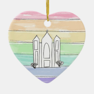 LDS Salt Lake City Tempel regnbåge solnedgång morm Julgransprydnad Keramik