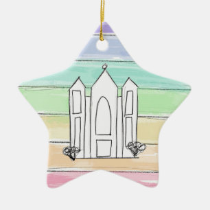 LDS Salt Lake City Tempel regnbåge solnedgång morm Julgransprydnad Keramik
