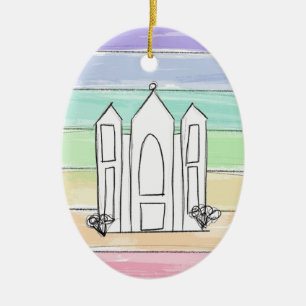 LDS Salt Lake City Tempel regnbåge solnedgång morm Julgransprydnad Keramik