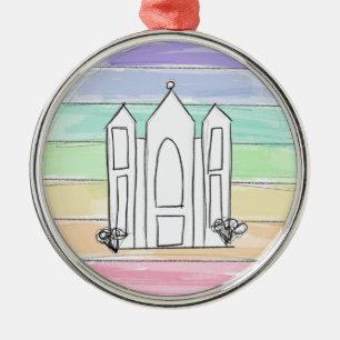 LDS Salt Lake City Tempel regnbåge solnedgång morm Julgransprydnad Metall