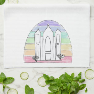 LDS Salt Lake City Tempel regnbåge solnedgång morm Kökshandduk