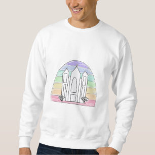 LDS Salt Lake City Tempel regnbåge solnedgång morm Lång Ärmad Tröja