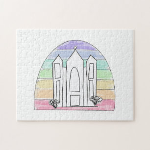 LDS Salt Lake City Tempel regnbåge solnedgång morm Pussel