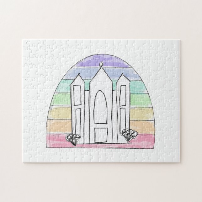 LDS Salt Lake City Tempel regnbåge solnedgång morm Pussel (Horisontell)