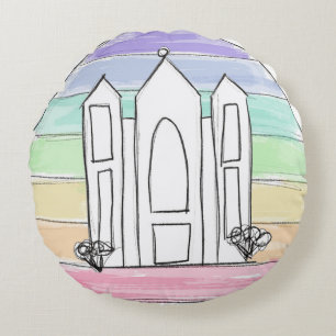 LDS Salt Lake City Tempel regnbåge solnedgång morm Rund Kudde