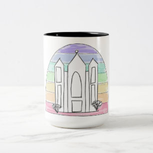 LDS Salt Lake City Temple regnbåge solnedgång morm Två-Tonad Mugg