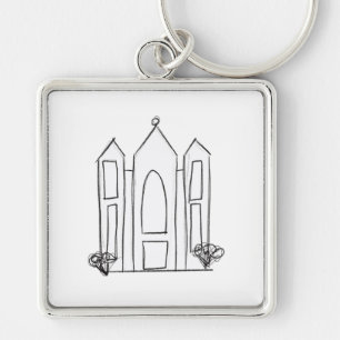 LDS Salt Lake City-templet modern mormon Fyrkantig Silverfärgad Nyckelring