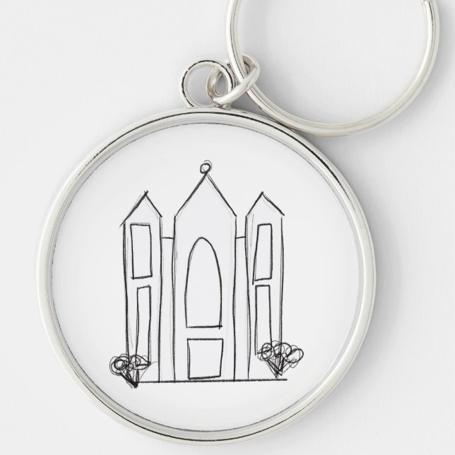LDS Salt Sjö City Temple enkel modern mormon Rund Silverfärgad Nyckelring (Framsidan)