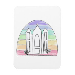 LDS Salt Sjö City Temple regnbågssolnedgång mormon Magnet