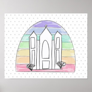 LDS Salt Sjö City Temple regnbågssolnedgång mormon Poster
