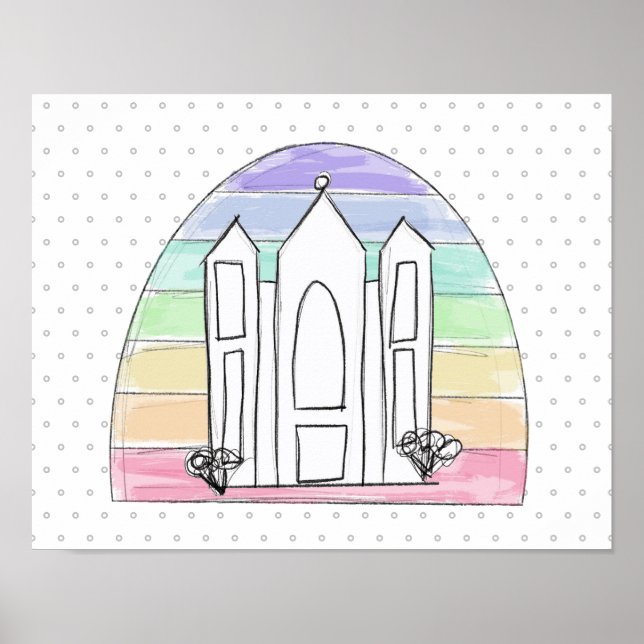 LDS Salt Sjö City Temple regnbågssolnedgång mormon Poster (Framsidan)