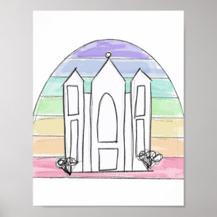 LDS Salt Sjö City Temple regnbågssolnedgång mormon Poster