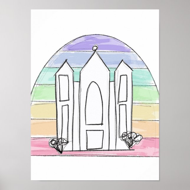 LDS Salt Sjö City Temple regnbågssolnedgång mormon Poster (Framsidan)