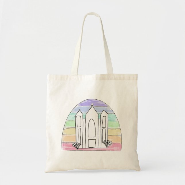 LDS Salt Sjö City Temple regnbågssolnedgång mormon Tygkasse (Framsidan)