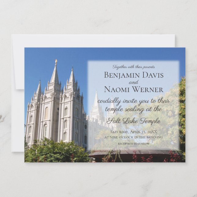 LDS Salt Sjö Temple Wedding Investigations Inbjudningar (Framsida)