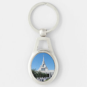 LDS-tempel Ovalt Silverfärgad Nyckelring
