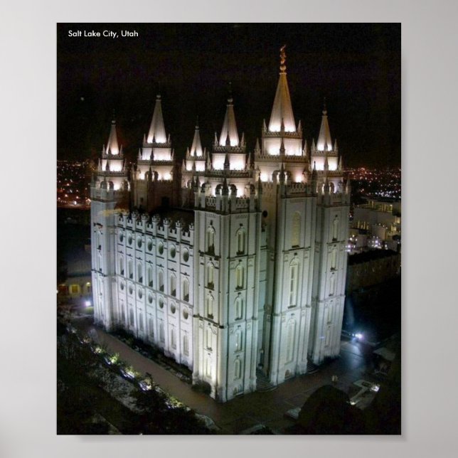 LDS Temple, Salt Sjö City, Utah Poster (Framsidan)