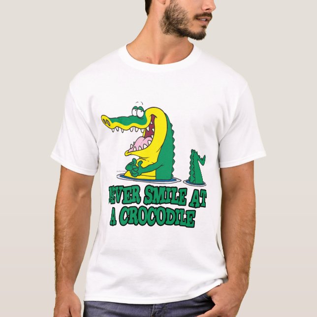 le aldrig på en krokodil tee shirt (Framsida)