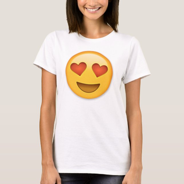 Le ansikte med hjärtformade ögaemoji tee shirt (Framsida)