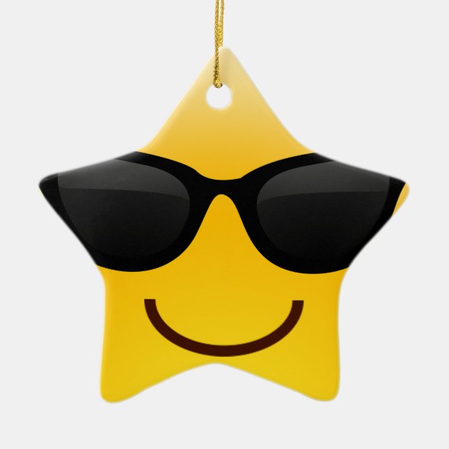 Le ansikte med solglasögon coolt Emoji Julgransprydnad Keramik (Framsidan)